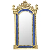 Casa Padrino baroque mirror gold/blue - Baroque style mirror with decorations - Rectangular baroque style wall mirror - Baroque cloakroom mirror - Baroque style furniture - Baroque furniture