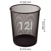 Žični koš za smeti, črn 12 l