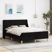 vidaXL Posteljni okvir z vzmetnico Črna 160 x 200 cm Poliester