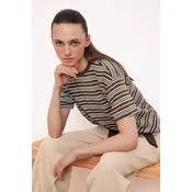 Trendyol Majica azur / rjava / bela