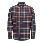 JACK & JONES Srajca Joshua Buffalo  marine / oranžna / bela