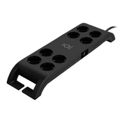 Prenaponska zaščita COMMEL, 8 vtičnica, 2xUSB-A, 2m, črna