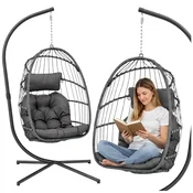 Viseća stolica jaje s jastucima Cocoon - siva