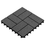 vidaXL Tla za teraso 11 pcs Siva 30 x 30 cm WPC