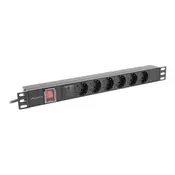 Lanberg ENOTA ZA DISTRIBUCIJO ELEKTRIČNE ENERGIJE (PDU) 19 1U 16A 2M 6X SCHUKO VTIČNIC ČRNA