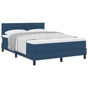 Vidaxl Postelja z vzmetnico z blazino Modra 160 x 200 cm blago