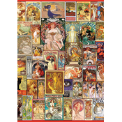 Art puzzle - Puzzle Art Nouveau poster kolaž - 1 500 kosov