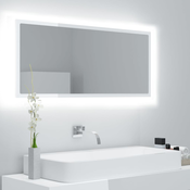 vidaXL LED kopalniško ogledalo visok sijaj belo 100×8,5×37 cm