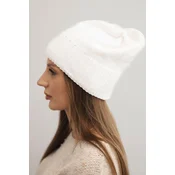 Kesi Womens winter hat with wool and delicate embellishment white