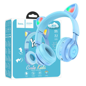 Hoco bežicne stereo slušalice, Bluetooth v5.3, 400mAh - W39 slušalice Macje uši,Plave