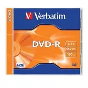 Verbatim DVD-R 4,7 GB 16x standardno pakiranje, 1 disk po paketu (Etiketa 1) 43519