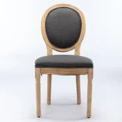 SONNENH Jedilni stoli, 2 v kompletu, 95 cm, temno siva, svetel les v starinskem videzu, ovalno oblazinjeno naslonjalo, tkanina v lanenem videzu in noge iz masivnega lesa s starinskim videzom