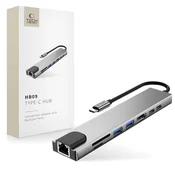 Tech-protect HB09 USB-C HUB adapter 8in1, sivo