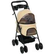 PawHut PawHut Voziček za pse, voziček za pse z zložljivo funkcijo, voziček za hišne ljubljenčke, voziček za mačke, kaki, (5000240117)