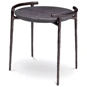 Casa Padrino luxury side table side table gray/bronze A� 55 x H. 57.5 cm - Aluminum table with marble top - Living room furniture - Luxury furniture - Living room furniture - Luxury quality