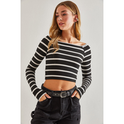 Bianco Lucci Womens Striped Crop Blouse