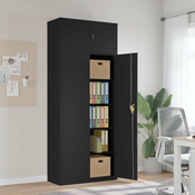 Greatstore Arhivska omara črna 90x40x220 cm jeklo