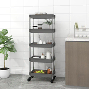 Vidaxl vidaXL Kuhinjski voziček s 5 nadstropji siv 42x29x128 cm železo in ABS