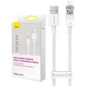 Fast Charging cable Baseus USB-A to Lightning  Explorer Series 2m, 2.4A, white (6932172629021)
