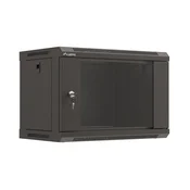 Lanberg WF03-5306-10B 19 6U ŠIRINA: 540 mm DUBINA: 350 mm VISINA: 370 mm ravno pakirani crni zidni stalak za montažu s staklenim vratima