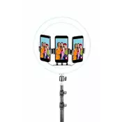 CellularLine Selfie Ring Trio držalo za telefon z LED obročem, 25,40 cm, črni (SELFIERINGTRIOK)