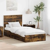 Krevet s od storage s uzglavljem Dimljeni hrast 90 x 190 cm