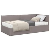 Vidaxl Kotni okvir postelje z matrico z vzglavjem 2 szt. Taupe Žamet