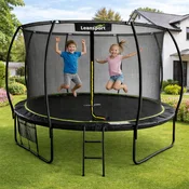 Lean-toys Vrtni trampolin 487cm (16 FT) z zaščitno mrežo, lestvijo in torbo za čevlje