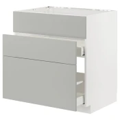 METOD / MAXIMERA Pod.element sudop. i 3front/2fioke, bela/Havstorp svetlosiva, 80x60 cm