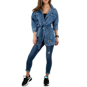 Daljša oversize jeans jakna s pasom