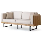 Casa Padrino luxury 3 seater sofa cream/brown/black 200 x 80 x H. 80 cm - Living room sofa - Living room furniture - Luxury furniture - Living room furnishings - Luxury furnishings