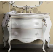 Casa Padrino luxury baroque washstand white/silver - Magnificent washbasin chest of drawers with 2 drawers - Luxury bathroom furniture in baroque style - Luxury quality - Made in Italy