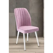Hanah Home set trpezarijskih stolica Platinum 6 kom, roze tkanina Jerry, bele metalne noge