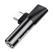 USB-C v USB-C in audio 3.5 mm razdelilni adapter Baseus L41 - črn