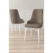 Hanah Home set trpezarijskih stolica Neta 8 kom, kapucino tkanina Babyface, bele drvene noge