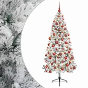 Vidaxl Umetna božična jelka z bučko 180 cm 300 LED Toplo bela