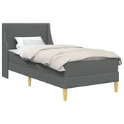 Vidaxl Posteljni okvir z vzmetnico Temno siva 90 x 200 cm Poliester