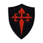 shumee Našitek Rdečega križa svetega Jakoba na črnem ščitu - magnetna podlaga - vezen našitek/značka/emblem