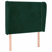 Vidaxl Vzglavje z ušesi temno zeleno 103x23x118/128 cm žamet