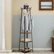 Songmics Obešalnik za plašče 45x45x181 cm rjav