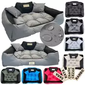 shumee Pasja postelja KINGDOG 145x115 cm personalizirana nepremočljiva temno siva