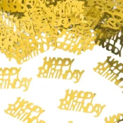 Konfeti 15 g – zlat napis Happy Birthday za rojstnodnevno zabavo