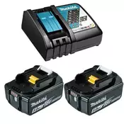 MAKITA Set baterija 2x BL1850B 18V/5.0Ah + Brzi punjač DC18RC