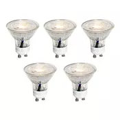 Komplet 5 GU10 50mm LED žarnic prozornih 3W 230 lm 2700K