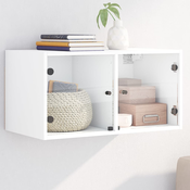Zidni ormaric sa staklenim vratima bijeli 68,5 x 37 x 35 cm