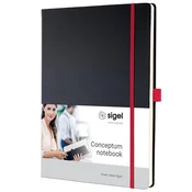 Zvezek, ekskluziven, A4, črtan, 97 strani, trda vezava, SIGEL Conceptum Red Edition, črno-rdeč