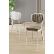 Hanah Home set trpezarijskih stolica Nape 4 kom, kapucino tkanina Babyface, bele metalne noge