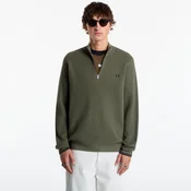 Pulover FRED PERRY Waffle Stitch Half Zip Jumper Lrl Wrth Green M
