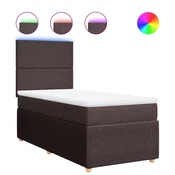 Vidaxl Box spring postelja z vzmetnico temno rjav 90x190 cm blago