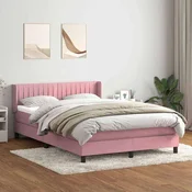 vidaXL vidaXL Box spring postelja z vzmetnico roza 160x210 cm žamet, (21791909)